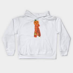 Pumpkin girl in orange jacket Kids Hoodie